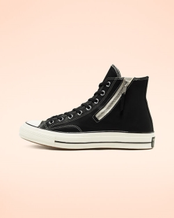 Converse Leather Side Zip Chuck 70 Férfi Magasszárú Fekete | MWCXGNO-HU